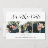 Save The Date Moderne 3 photos chic script mariage (Devant)