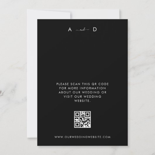 Save The Date Moderne 4 Photo Collage QR Code Mariage noir (Dos)