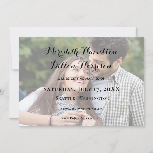 Save The Date Moderne 4 Photo Collage Simple tendance (Dos)