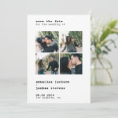 Save The Date Moderne 4 photo collage simple typographie mariage (Debout devant)