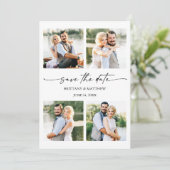 Save The Date Moderne 4 Photos Mini Script d'encre QR Code (Debout devant)
