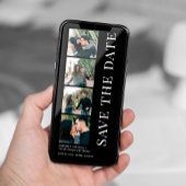 Save The Date Moderne 4 photos signet noir mariage