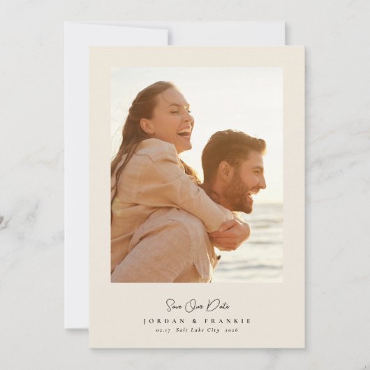 Save The Date moderne 5 photo collage script calligraphie mariag (Devant)