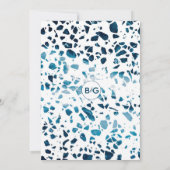 Save The Date Moderne Abstrait Terrazzo Mosaic Bleu Enregistrer (Dos)
