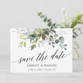 Save The Date Moderne aquarelle vert calligraphie (Debout devant)