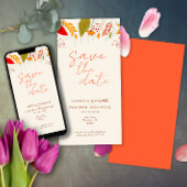Save The Date Moderne automne brillant Floral Simple Mariage ivo