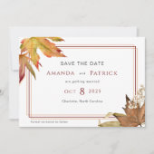 Save The Date Moderne automne feuilles jardin mariage (Devant)
