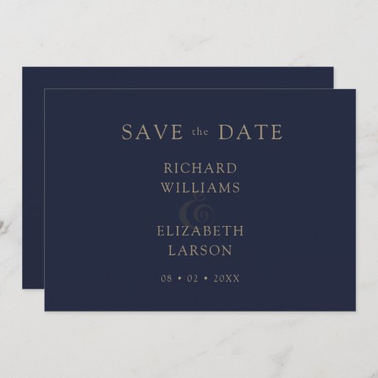 Save The Date Moderne Bleu Simple Nettoyage Mariage minimal (Devant / Derrière)