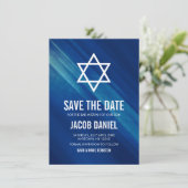 Save The Date Moderne Blue Grunge Bar Mitzvah (Debout devant)