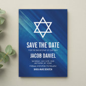 Save The Date Moderne Blue Grunge Bar Mitzvah