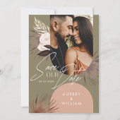 Save The Date Moderne Bohème Chic Boho Fleurs Aquarelle Photo (Devant)