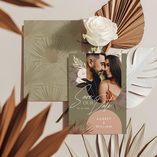 Save The Date Moderne Bohème Chic Boho Fleurs Aquarelle Photo