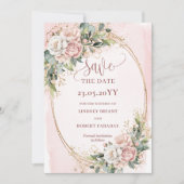 Save The Date Moderne Boho Blush Rose Végétation Enregistrez la (Devant)