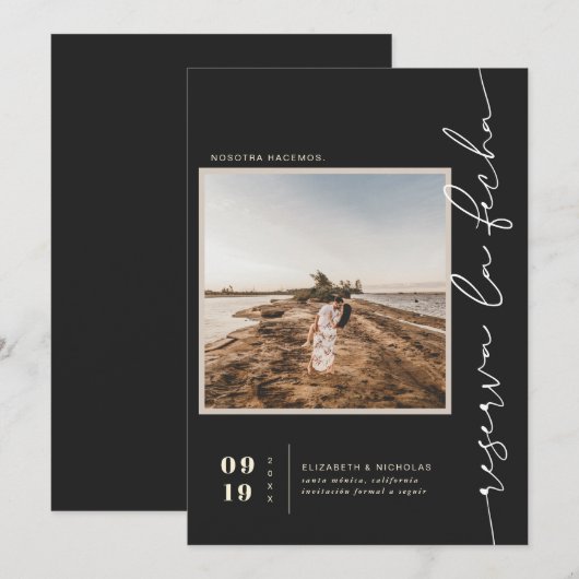 Save The Date Moderne Boho Désert Espagnol | Photo Carrée (Devant / Derrière)