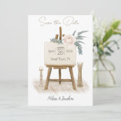 Save The Date Moderne Boho Rose Élégant Floral Enregistrer La Da (Debout devant)