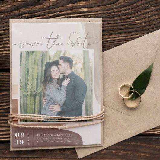 Save The Date Moderne Boho Terracotta Épicée | Photo Carrée