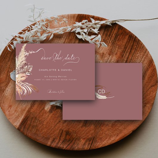 Save The Date Moderne calligraphie fantaisiste boho mauve