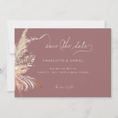 Save The Date Moderne calligraphie fantaisiste boho mauve (Devant)