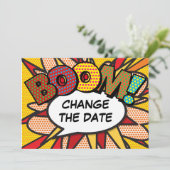 Save The Date Moderne Changement La Date Fun Comic Book (Debout devant)