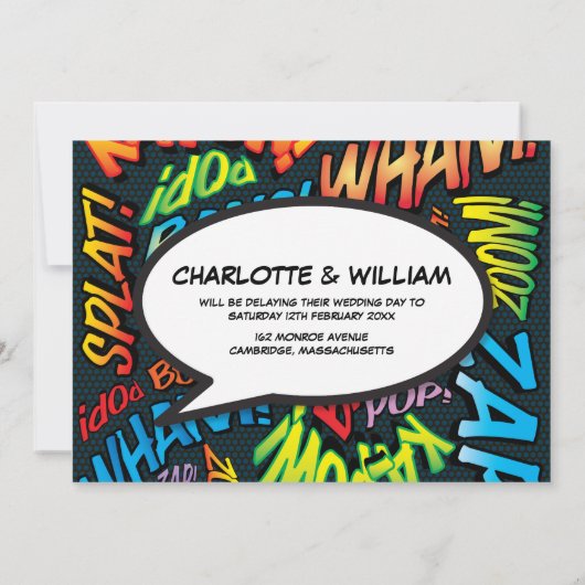 Save The Date Moderne Changer La Date Fun Discours Buble (Dos)