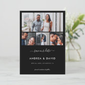 Save The Date Moderne Chic 4 Collage Photo Site Web Mariage Noir (Debout devant)