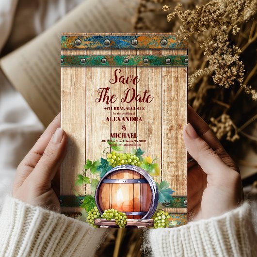 Save The Date Moderne Chic Aquarelle Vignoble Paysage Mariage