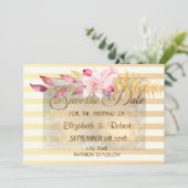 Save The Date Moderne Chic Fleurs Rayées Sauvegarder La Date (Debout devant)