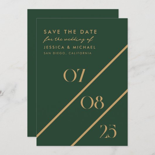 Save The Date Moderne Chic Mariage Date Enregistrer la date (Devant / Derrière)
