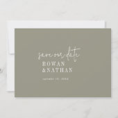 Save The Date Moderne Chic Mariage Vert Sage (Devant)