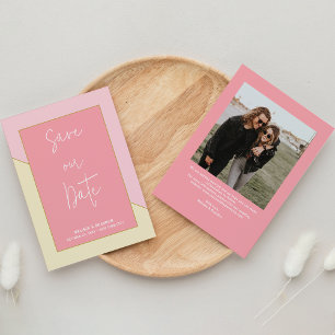 Save The Date Moderne Chic Pastel Pink Gold Mariage de script de