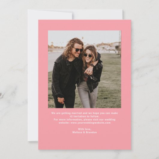 Save The Date Moderne Chic Pastel Rose Or Mariage Script  (Dos)