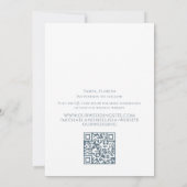 Save The Date Moderne Chic Simple Code QR de Photo Florale Bleu (Dos)
