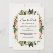 Save The Date Moderne Citrus Orange Floral | Rustique (Devant)