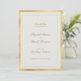 Save The Date Moderne Classique Formel Faux Or Ecru Mariage