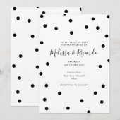 Save The Date Moderne Date à Sauvegarder à Points noirs et blanc (Devant / Derrière)