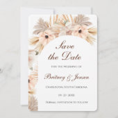 Save The Date Moderne Demi-Arch Pampas Boho Naturel (Devant)