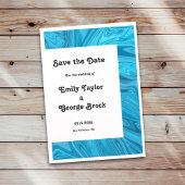 Save The Date Moderne Design tendance Bleu Vagues Abstrait Maria