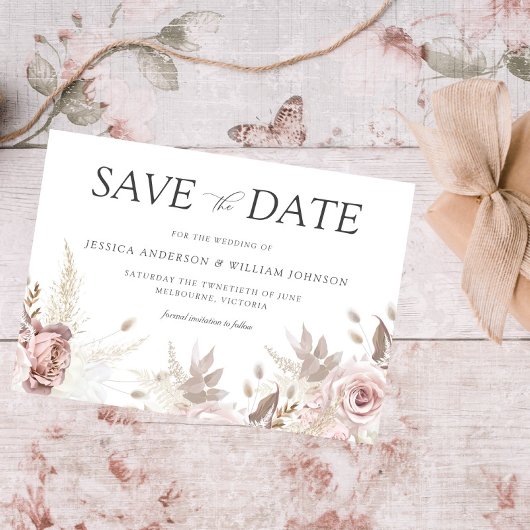 Save The Date Moderne design tendance Dusty Rose Blush Mariage