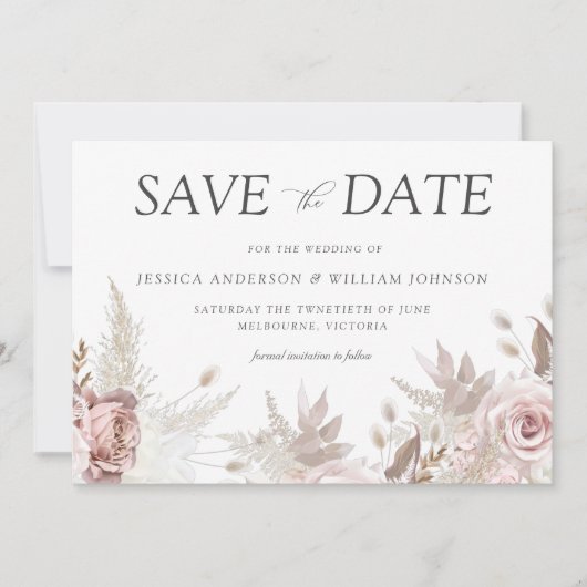 Save The Date Moderne design tendance Dusty Rose Blush Mariage (Devant)