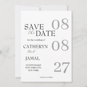 Save The Date Moderne Économisez La Date Minimaliste Noir Mat