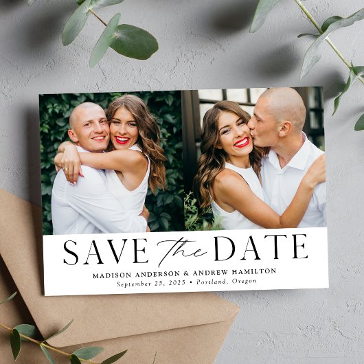 Save The Date Moderne Élégant 2 Photos