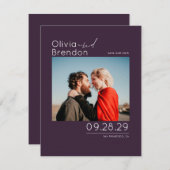 Save The Date Moderne Élégant Aubergine Violet Enregistrer la Da (Devant / Derrière)