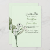 Save The Date Moderne Elégant blanc Calla Lilies Mariage (Devant / Derrière)