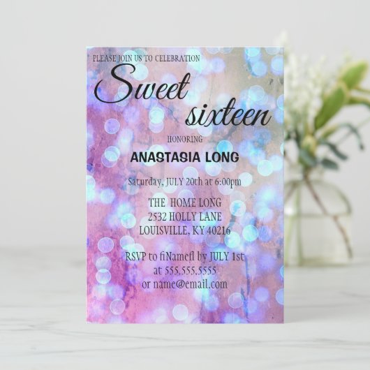 Save The Date Moderne, Élégant Bleu Violet Éclairé Sauver La Dat (Debout devant)