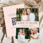Save The Date Moderne Elegant Blush 3 Photo QR Code