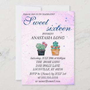 Save The Date Moderne, Élégant Cactus Bleu Rose Enregistrer La D