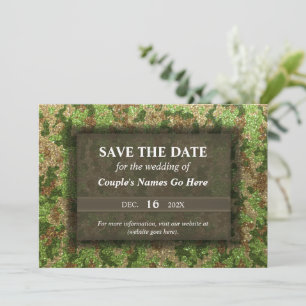 Save The Date Moderne Élégant Camouflage Paillettes Armée Engage