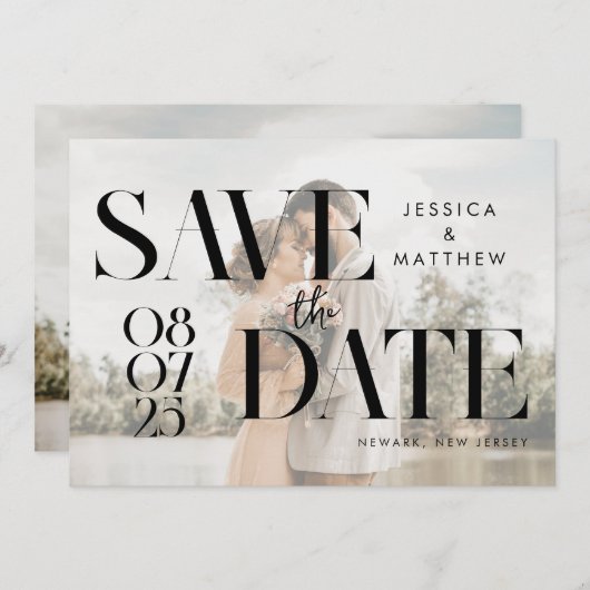 Save The Date Moderne Elegant Chic Faux Vellum Mariage photo (Devant / Derrière)