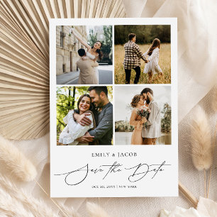 Save The Date Moderne Élégant Collage de Photos Mariage Enregist