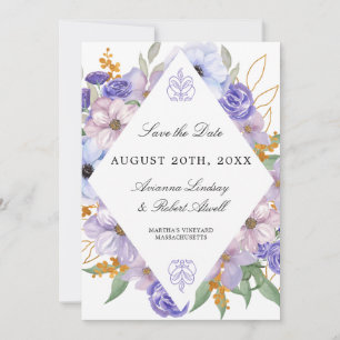 Save The Date Moderne Élégant Dusty Purple Floral Enregistrer La